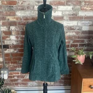 Susan Graver Green Long Sleeve Turtleneck Zip Up Sweater Size XXS
